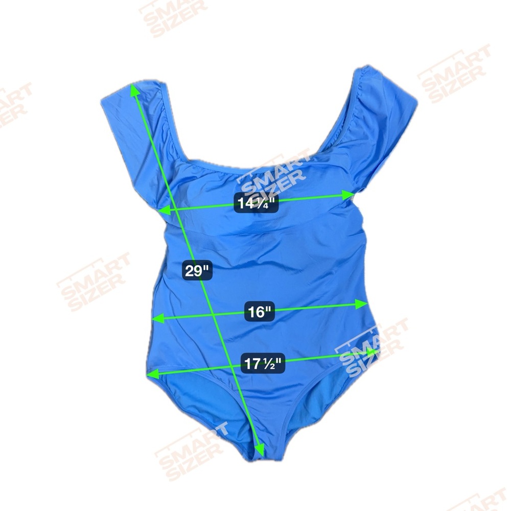 NWT Jantzen Off the Shoulder Cornflower Blue One Piece Bathing Suit Size 14 - Picture 5 of 13